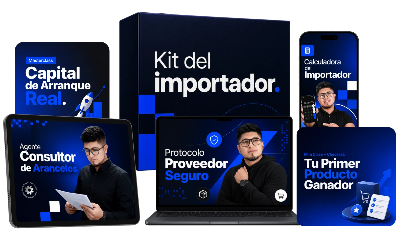 Todo lo que incluye el Kit del Importador: protocolo, agente de aranceles, calculadora y bonos